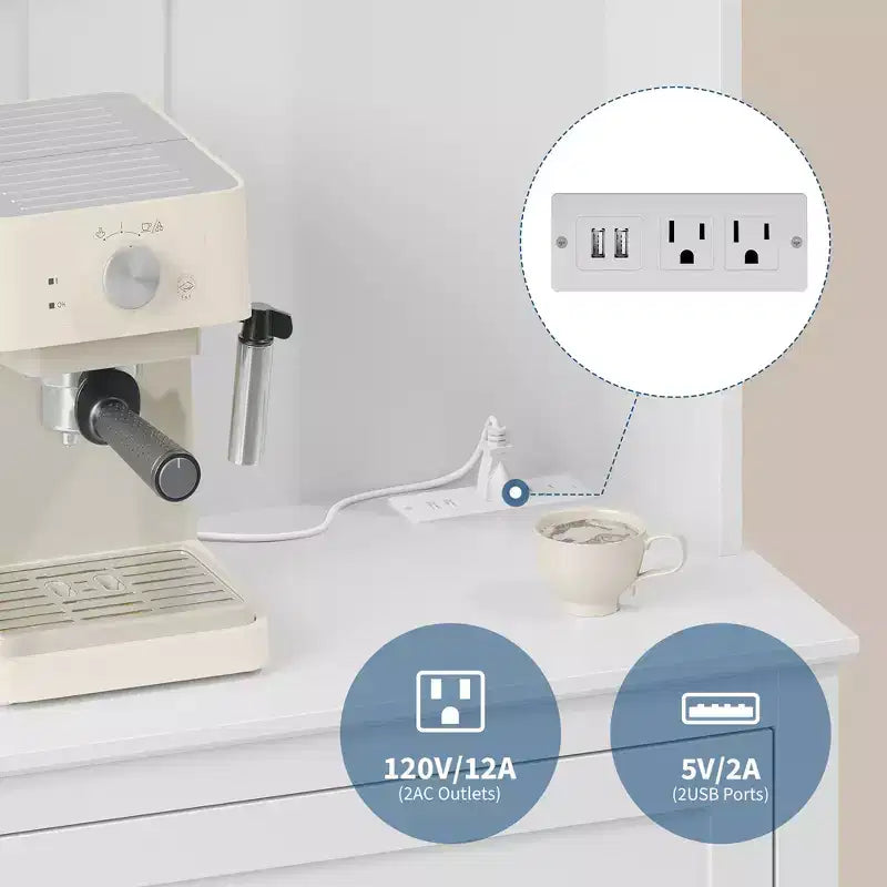 Mobile Buffet Credenza da 160 cm, Mobiletto con 4 Ganci, Cassetto e Ripiani Regolabili, Mobile Contenitore per Cucina, Salotto e Sala da Pranzo