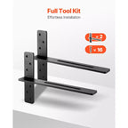 VEVOR Staffe a T per Scaffali 2 Pezzi, Capacità di Carico 90 kg, 457.2x73.5x304.8 mm, Staffe per Scaffali in Acciaio Solido Resistenti, Nere