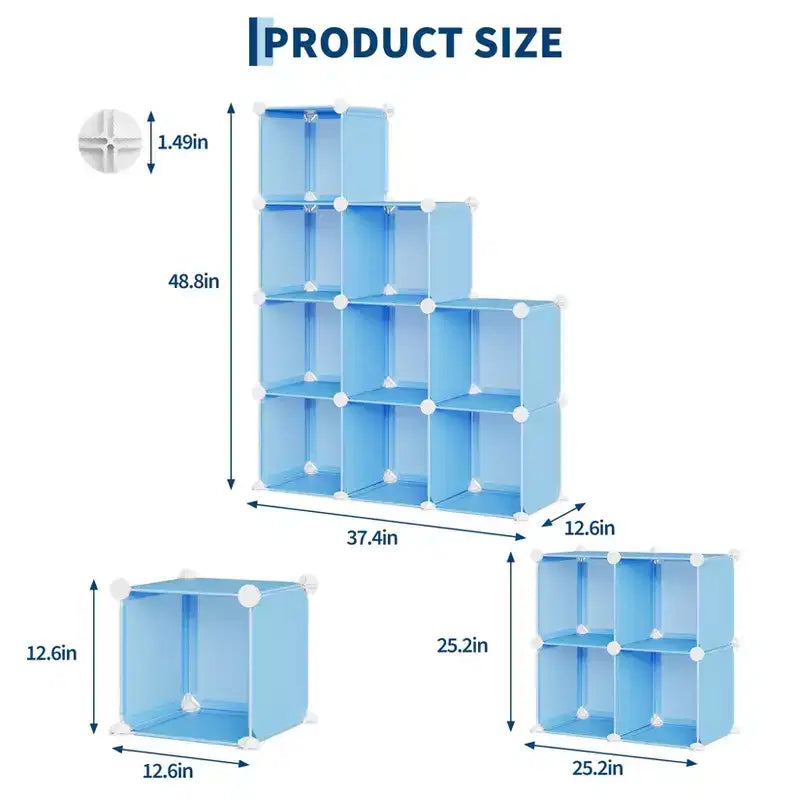 Organizzatore portaoggetti a 9 cubi - Scaffale modulare per cubi resistente, 30 x 30 x 30 cm, ripiani per armadio fai da te impilabili con piedini anti-ribaltamento e kit di attrezzi