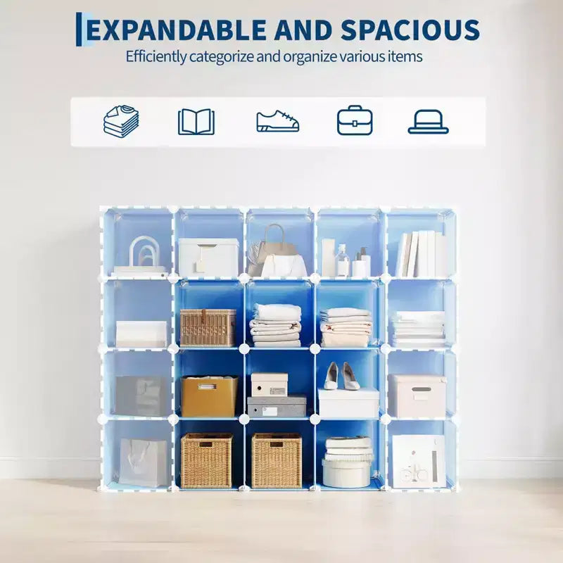 Organizzatore portaoggetti a 9 cubi - Scaffale modulare per cubi resistente, 30 x 30 x 30 cm, ripiani per armadio fai da te impilabili con piedini anti-ribaltamento e kit di attrezzi