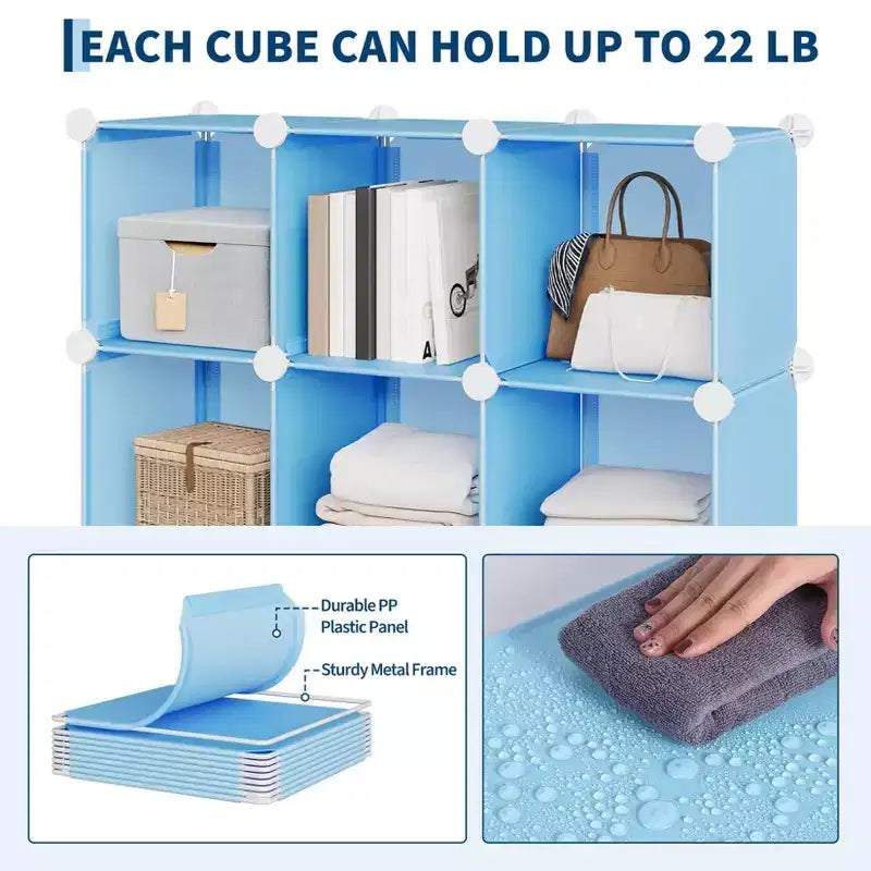 Organizzatore portaoggetti a 9 cubi - Scaffale modulare per cubi resistente, 30 x 30 x 30 cm, ripiani per armadio fai da te impilabili con piedini anti-ribaltamento e kit di attrezzi