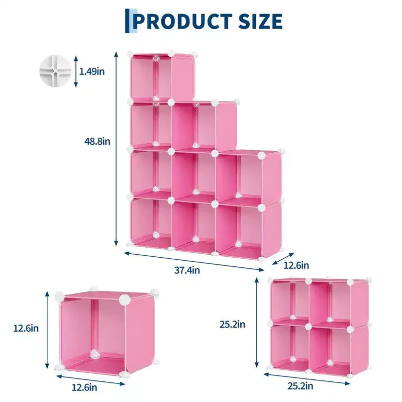 Organizzatore portaoggetti a 9 cubi - Scaffale modulare per cubi resistente, 30 x 30 x 30 cm, ripiani per armadio fai da te impilabili con piedini anti-ribaltamento e kit di attrezzi