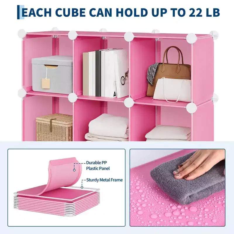 Organizzatore portaoggetti a 9 cubi - Scaffale modulare per cubi resistente, 30 x 30 x 30 cm, ripiani per armadio fai da te impilabili con piedini anti-ribaltamento e kit di attrezzi