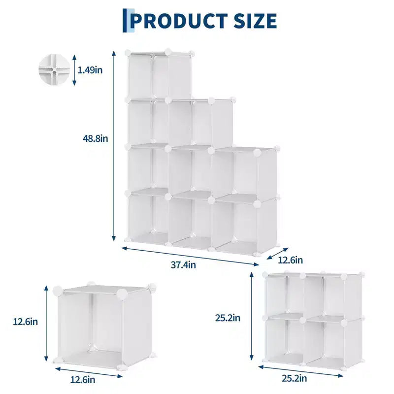 Organizzatore portaoggetti a 9 cubi - Scaffale modulare per cubi resistente, 30 x 30 x 30 cm, ripiani per armadio fai da te impilabili con piedini anti-ribaltamento e kit di attrezzi