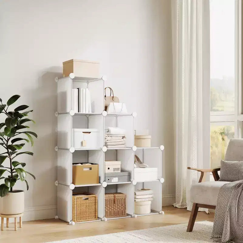 Organizzatore portaoggetti a 9 cubi - Scaffale modulare per cubi resistente, 30 x 30 x 30 cm, ripiani per armadio fai da te impilabili con piedini anti-ribaltamento e kit di attrezzi