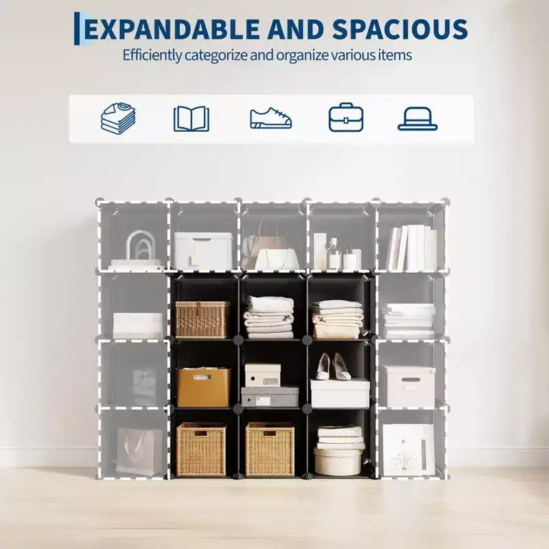 Organizzatore portaoggetti a 9 cubi - Scaffale modulare per cubi resistente, 30 x 30 x 30 cm, ripiani per armadio fai da te impilabili con piedini anti-ribaltamento e kit di attrezzi