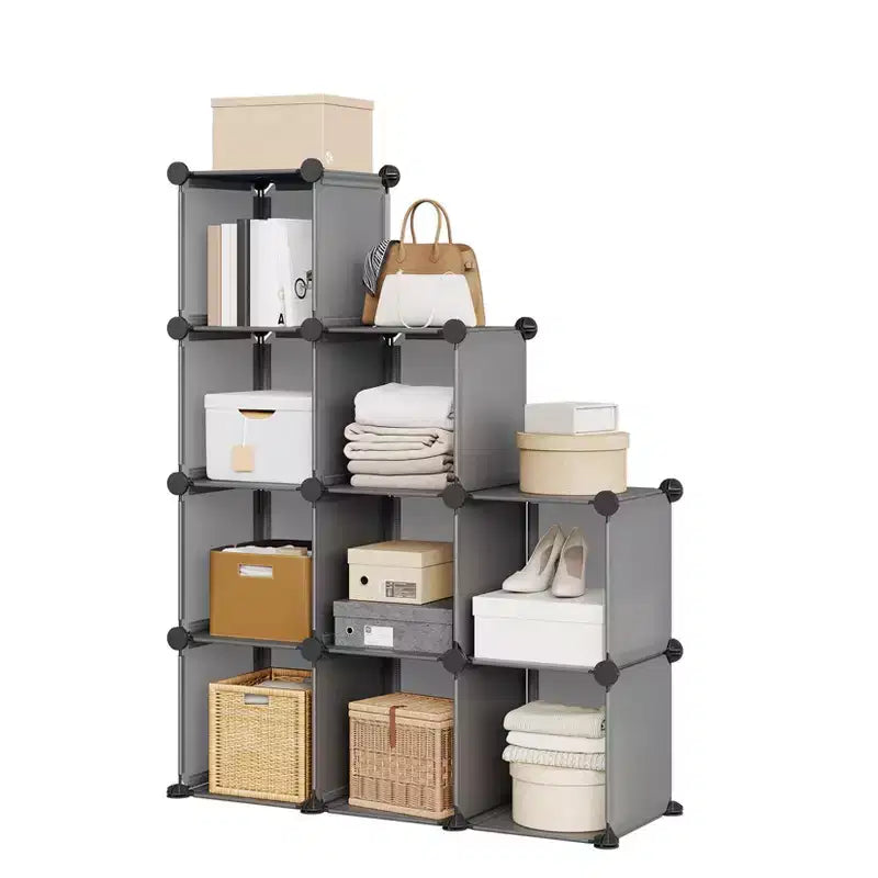 Organizzatore portaoggetti a 9 cubi - Scaffale modulare per cubi resistente, 30 x 30 x 30 cm, ripiani per armadio fai da te impilabili con piedini anti-ribaltamento e kit di attrezzi