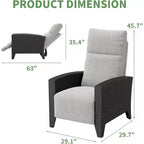Fauteuil inclinable d'extérieur en osier avec dossier et repose-pieds réglables, chaise de patio inclinable indépendante, fauteuil inclinable d'extérieur avec coussin