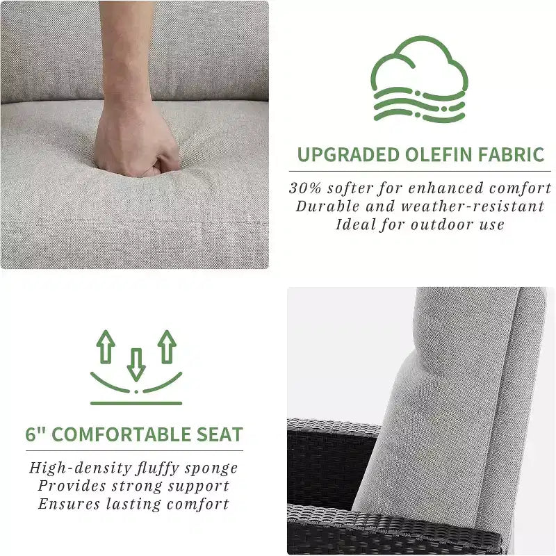 Fauteuil inclinable d'extérieur en osier avec dossier et repose-pieds réglables, chaise de patio inclinable indépendante, fauteuil inclinable d'extérieur avec coussin