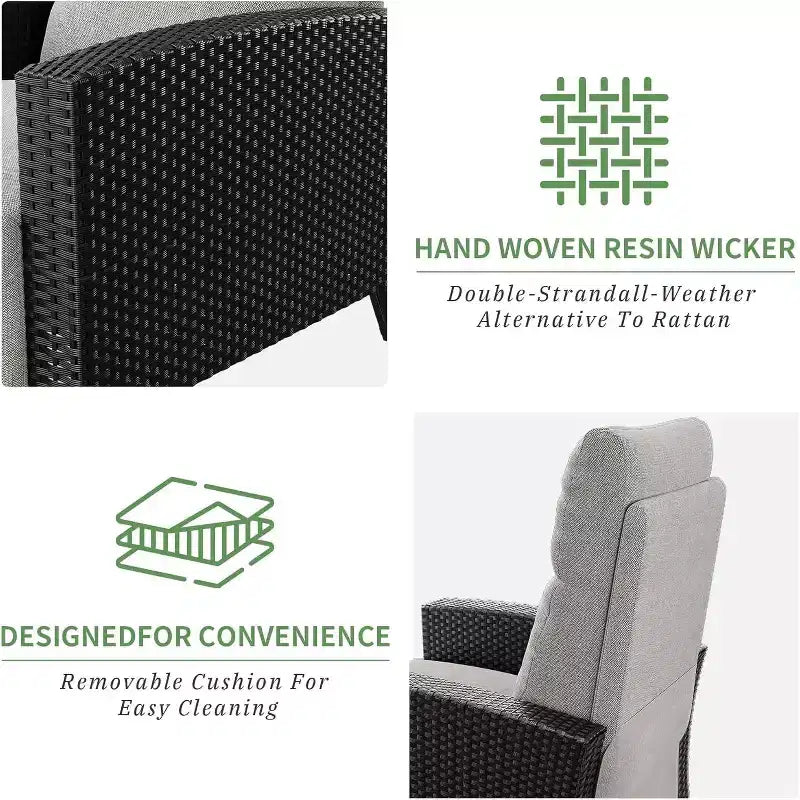 Fauteuil inclinable d'extérieur en osier avec dossier et repose-pieds réglables, chaise de patio inclinable indépendante, fauteuil inclinable d'extérieur avec coussin