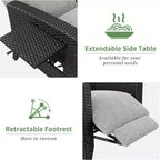 Fauteuil inclinable d'extérieur en osier avec dossier et repose-pieds réglables, chaise de patio inclinable indépendante, fauteuil inclinable d'extérieur avec coussin