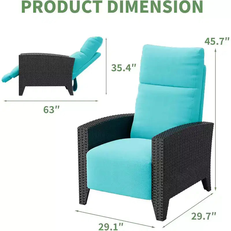 Fauteuil inclinable d'extérieur en osier avec dossier et repose-pieds réglables, chaise de patio inclinable indépendante, fauteuil inclinable d'extérieur avec coussin