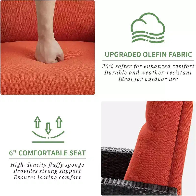 Fauteuil inclinable d'extérieur en osier avec dossier et repose-pieds réglables, chaise de patio inclinable indépendante, fauteuil inclinable d'extérieur avec coussin