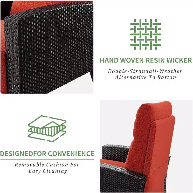 Fauteuil inclinable d'extérieur en osier avec dossier et repose-pieds réglables, chaise de patio inclinable indépendante, fauteuil inclinable d'extérieur avec coussin