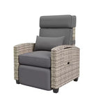 Fauteuil inclinable d'extérieur en osier avec dossier et repose-pieds réglables, chaise de patio inclinable indépendante, fauteuil inclinable d'extérieur avec coussin