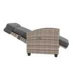 Fauteuil inclinable d'extérieur en osier avec dossier et repose-pieds réglables, chaise de patio inclinable indépendante, fauteuil inclinable d'extérieur avec coussin