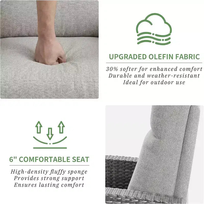 Fauteuil inclinable d'extérieur en osier avec dossier et repose-pieds réglables, chaise de patio inclinable indépendante, fauteuil inclinable d'extérieur avec coussin