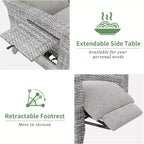 Fauteuil inclinable d'extérieur en osier avec dossier et repose-pieds réglables, chaise de patio inclinable indépendante, fauteuil inclinable d'extérieur avec coussin