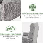 Fauteuil inclinable d'extérieur en osier avec dossier et repose-pieds réglables, chaise de patio inclinable indépendante, fauteuil inclinable d'extérieur avec coussin