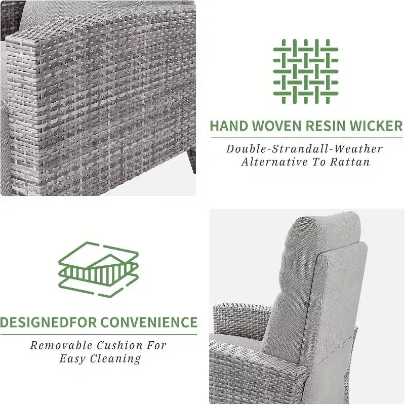 Fauteuil inclinable d'extérieur en osier avec dossier et repose-pieds réglables, chaise de patio inclinable indépendante, fauteuil inclinable d'extérieur avec coussin