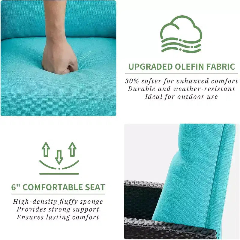 Fauteuil inclinable d'extérieur en osier avec dossier et repose-pieds réglables, chaise de patio inclinable indépendante, fauteuil inclinable d'extérieur avec coussin
