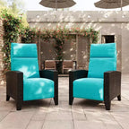 Fauteuil inclinable d'extérieur en osier avec dossier et repose-pieds réglables, chaise de patio inclinable indépendante, fauteuil inclinable d'extérieur avec coussin