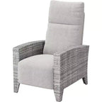 Fauteuil inclinable d'extérieur en osier avec dossier et repose-pieds réglables, chaise de patio inclinable indépendante, fauteuil inclinable d'extérieur avec coussin