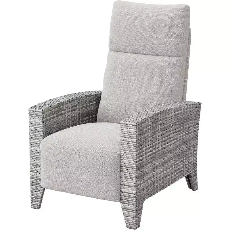 Fauteuil inclinable d'extérieur en osier avec dossier et repose-pieds réglables, chaise de patio inclinable indépendante, fauteuil inclinable d'extérieur avec coussin