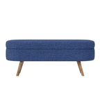Banc de rangement ottoman Zeus et Ruta en tissu ovale avec pieds en bois d'hévéa