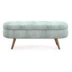 Banc de rangement ottoman Zeus et Ruta en tissu ovale avec pieds en bois d'hévéa