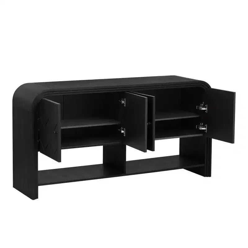 60 Mobile credenza consolle moderno con contenitore, tavolo da ingresso con angoli curvi per corridoio o soggiorno - Panipeachy