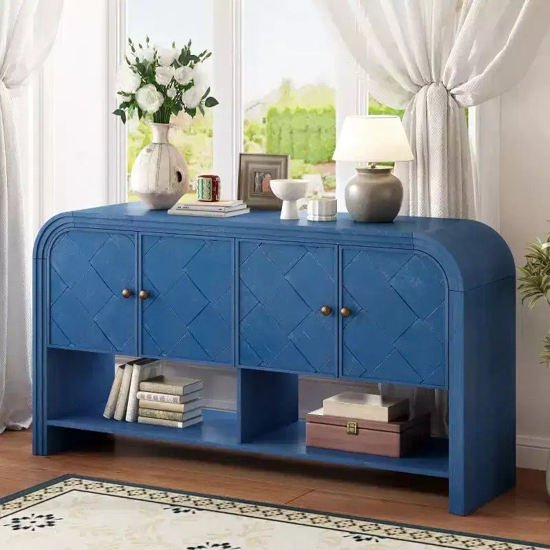 60 Mobile credenza consolle moderno con contenitore, tavolo da ingresso con angoli curvi per corridoio o soggiorno - Panipeachy
