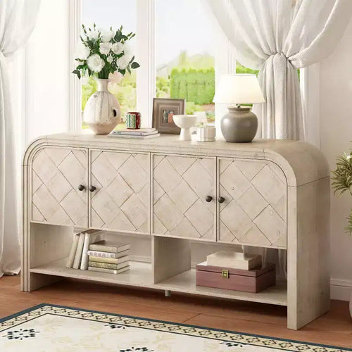 Meuble console moderne 60" avec rangement, table d'entrée avec coins arrondis pour couloir ou salon - Panipeachy