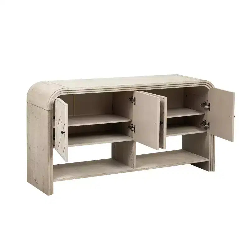 60 Mobile credenza consolle moderno con contenitore, tavolo da ingresso con angoli curvi per corridoio o soggiorno - Panipeachy