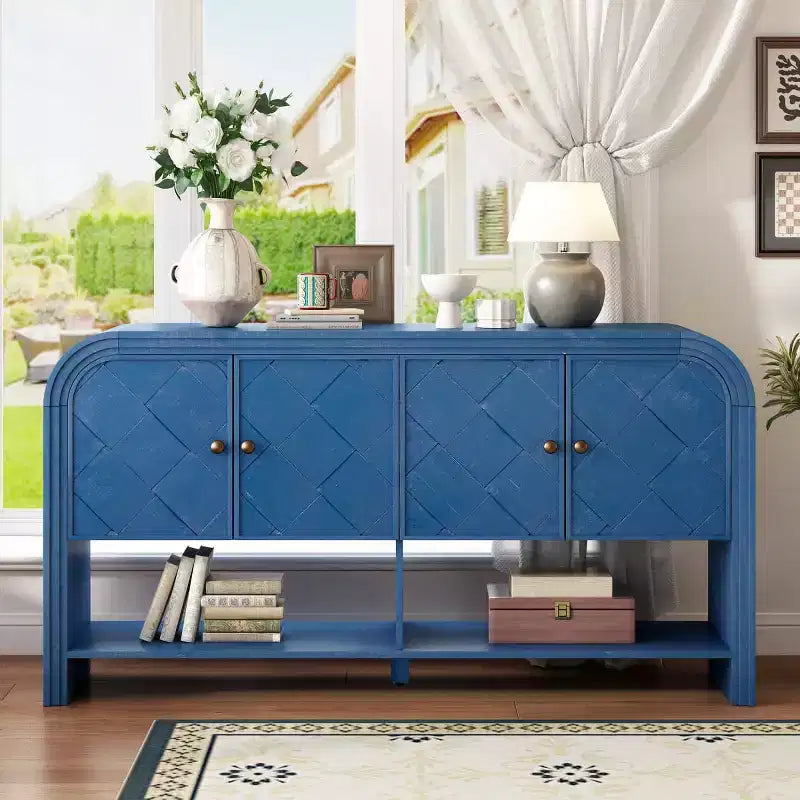 60 Mobile credenza consolle moderno con contenitore, tavolo da ingresso con angoli curvi per corridoio o soggiorno - Panipeachy