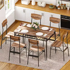 Ensemble de salle à manger 7 pièces Karl Home pour 6 personnes, table de cuisine de 109,9 cm et chaises en bois avec rangement et dossier