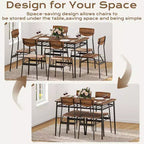 Ensemble de salle à manger 7 pièces Karl Home pour 6 personnes, table de cuisine de 109,9 cm et chaises en bois avec rangement et dossier