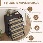 Cassettiera a 5 cassetti per camera da letto, cassettiera alta 80 cm in rattan, cassettiera in legno per armadio, porta TV con angoli arrotondati, cassettiere moderne per soggiorno, corridoio
