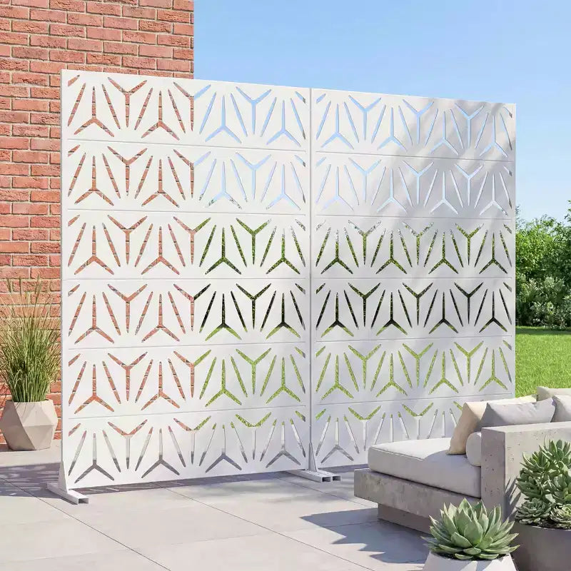 MAYEERTY Star 01 Divisorio in Acciaio Galvanizzato Bianco, 183x119x41 cm, Schermo Moderno Bifacciale a 6 Pannelli