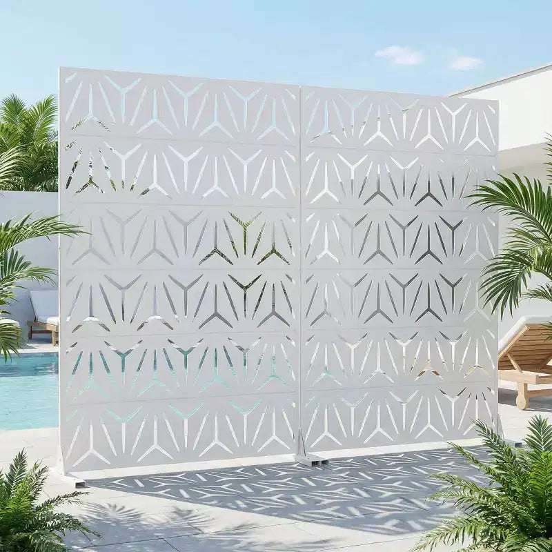MAYEERTY Star 01 Divisorio in Acciaio Galvanizzato Bianco, 183x119x41 cm, Schermo Moderno Bifacciale a 6 Pannelli
