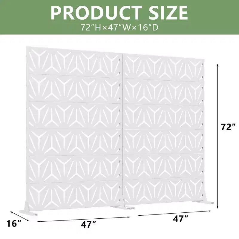 MAYEERTY Star 01 Divisorio in Acciaio Galvanizzato Bianco, 183x119x41 cm, Schermo Moderno Bifacciale a 6 Pannelli