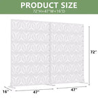 MAYEERTY Star 01 Divisorio in Acciaio Galvanizzato Bianco, 183x119x41 cm, Schermo Moderno Bifacciale a 6 Pannelli