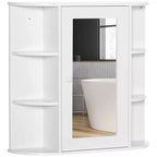 Wall-Mounted Medicine Cabinet with Mirror and Open Side Shelves for Bathroom Storage - White