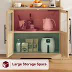 Scaffale da Panettiere in Stile Rustico, Credenza in Legno Rustico con Sportello in Vetro, Armadietto, Organizer per Dispensa da Cucina, Supporto per Microonde