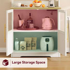Scaffale da Panettiere in Stile Rustico, Credenza in Legno Rustico con Sportello in Vetro, Armadietto, Organizer per Dispensa da Cucina, Supporto per Microonde