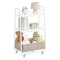 VASAGLE LILEA Collection - Storage Cart with Fabric Basket, 3-Tier Rolling Utility Cart with Wheels and Shelves