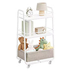 VASAGLE LILEA Collection - Storage Cart with Fabric Basket, 3-Tier Rolling Utility Cart with Wheels and Shelves