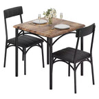 Set da Tavolo da Pranzo per 2, Set da 3 Pezzi Tavolo e Sedie da Cucina, Tavolo da Pranzo Quadrato, Mobili da Sala da Pranzo Salvaspazio, Marrone Rustico