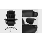 Sedia da ufficio direzionale Ora Maison Big and Tall, in pelle, schienale alto ergonomico con poggiapiedi, nera