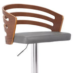 Sgabello da bar girevole regolabile GDFStudio Adele in similpelle e legno con poggiapiedi